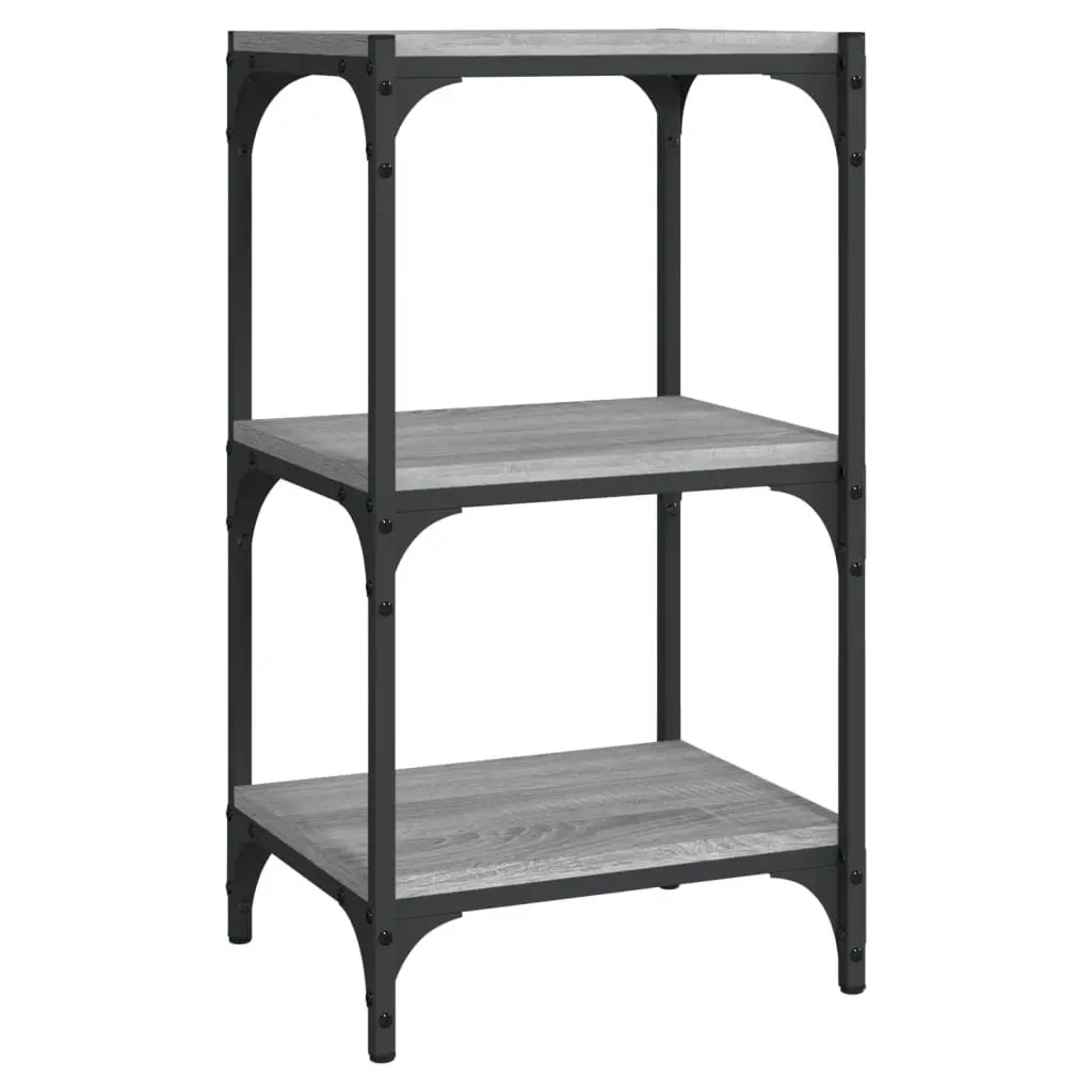 Book Cabinet Storage Shelves Grey Industrial Style 40x33x70.5 cm Engineered Wood Steel Frame