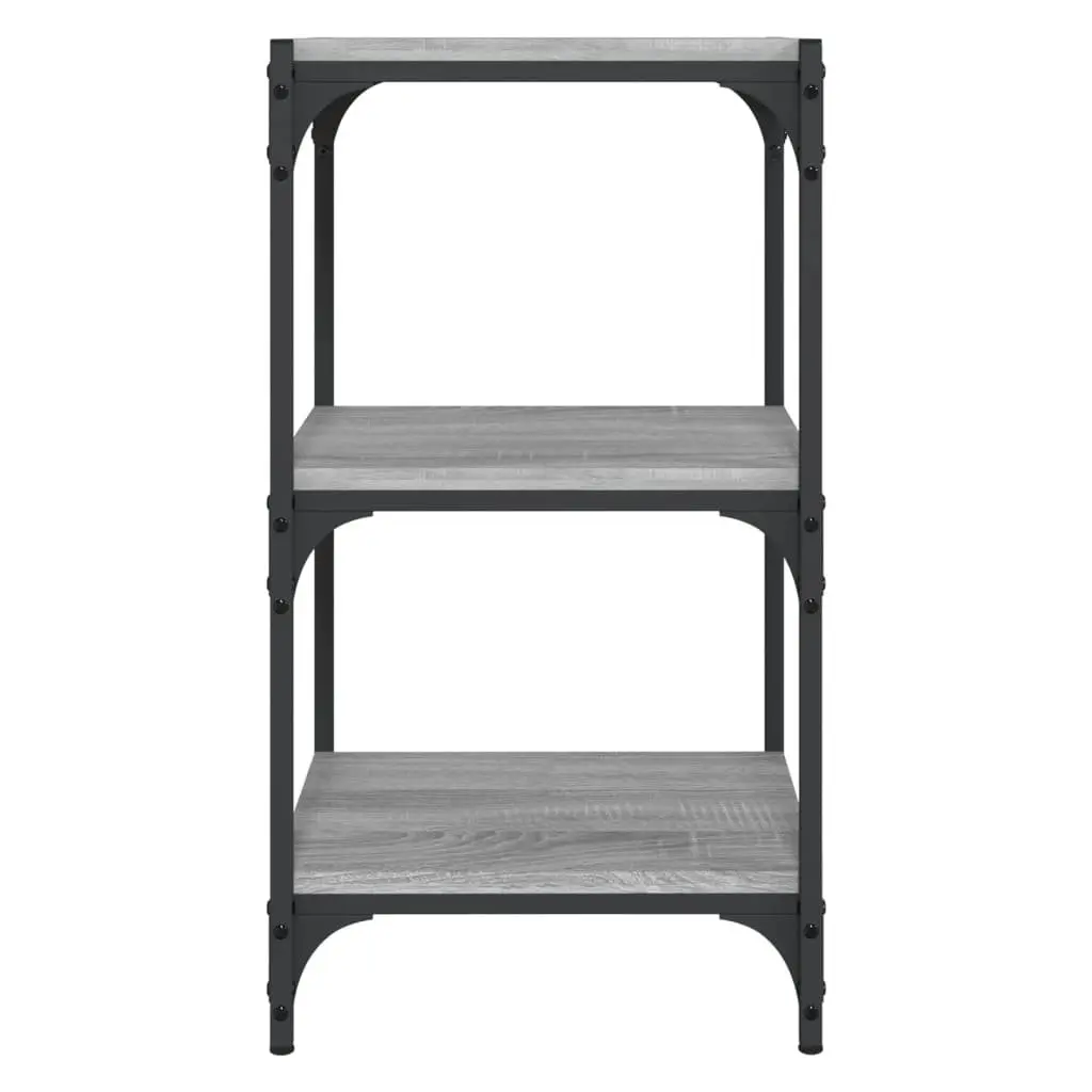 Book Cabinet Storage Shelves Grey Industrial Style 40x33x70.5 cm Engineered Wood Steel Frame