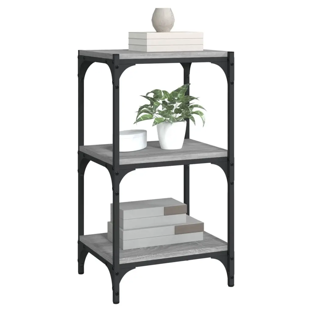 Book Cabinet Storage Shelves Grey Industrial Style 40x33x70.5 cm Engineered Wood Steel Frame