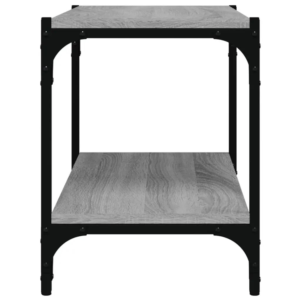 TV Cabinet Grey Engineered Wood Steel Frame 2 Shelves