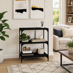 Compact Black Book Cabinet with Sturdy Shelves
