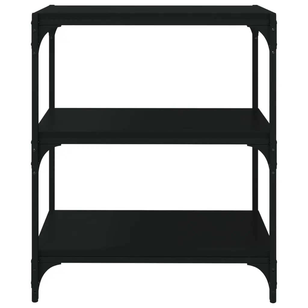 Industrial Style Black Book Cabinet 60x33x70.5cm 3 Shelves Engineered Wood and Steel Frame Storage Shelf
