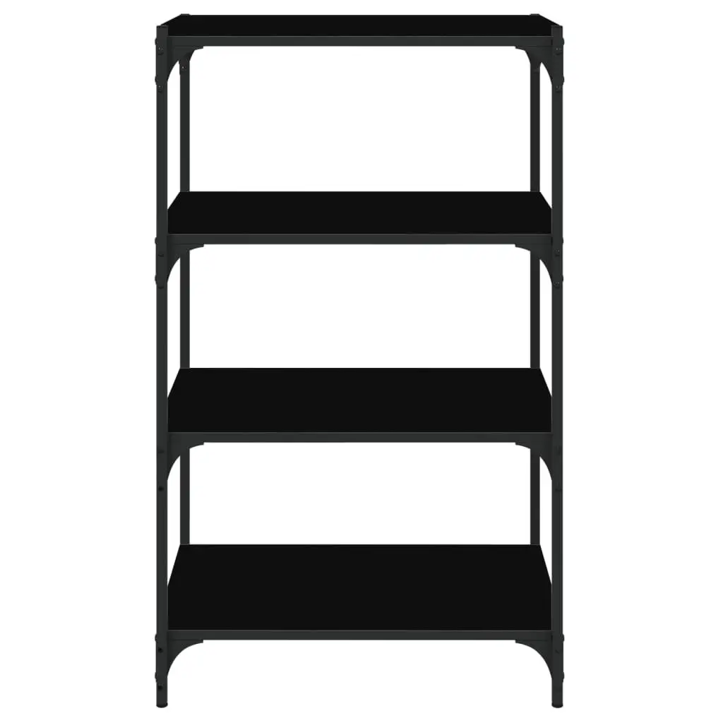 Industrial Style Black Book Cabinet Engineered Wood 4 Shelves Sturdy Storage Unit