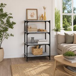 Friendly Grey Book Cabinet with 4 Shelves - Perfect Storage