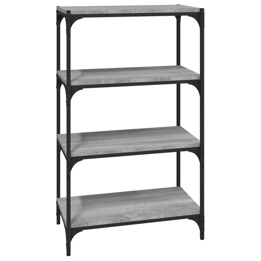 Industrial Style Book Cabinet Grey 60x33x100cm 4 Shelves Engineered Wood with Steel Frame Storage Shelf