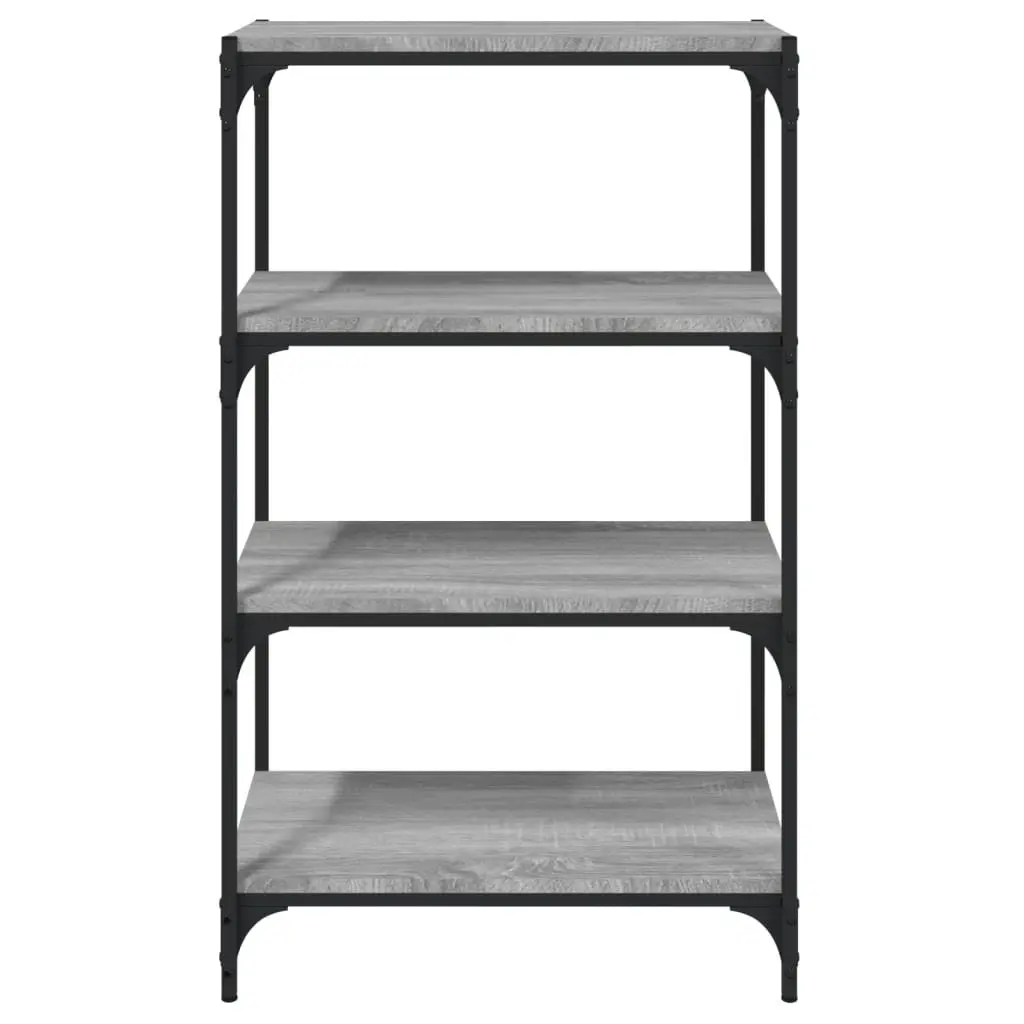 Industrial Style Book Cabinet Grey 60x33x100cm 4 Shelves Engineered Wood with Steel Frame Storage Shelf