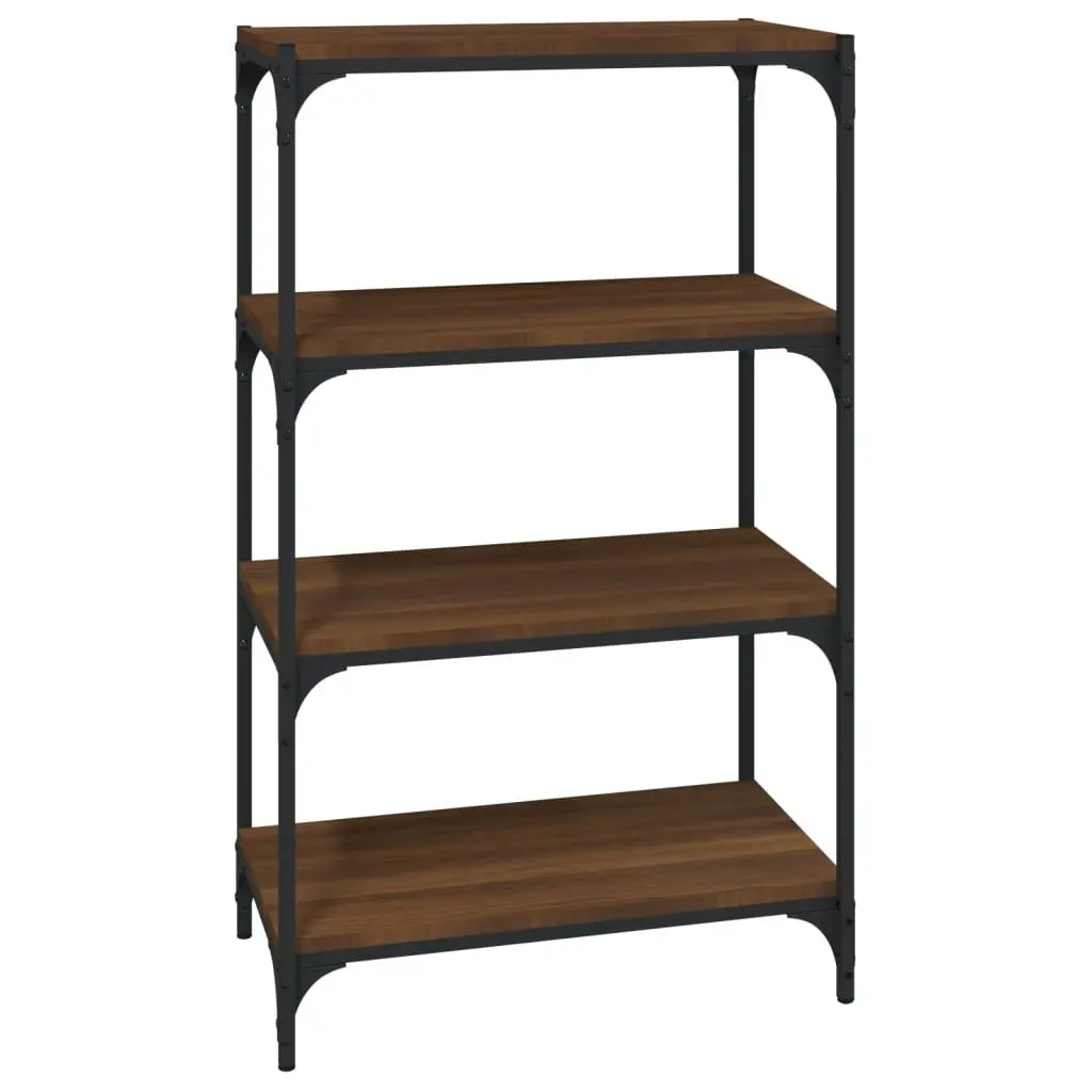 Book Cabinet Brown Oak 60x33x100 cm Engineered Wood Steel Frame Industrial Style Shelving Storage