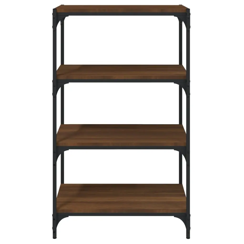 Book Cabinet Brown Oak 60x33x100 cm Engineered Wood Steel Frame Industrial Style Shelving Storage