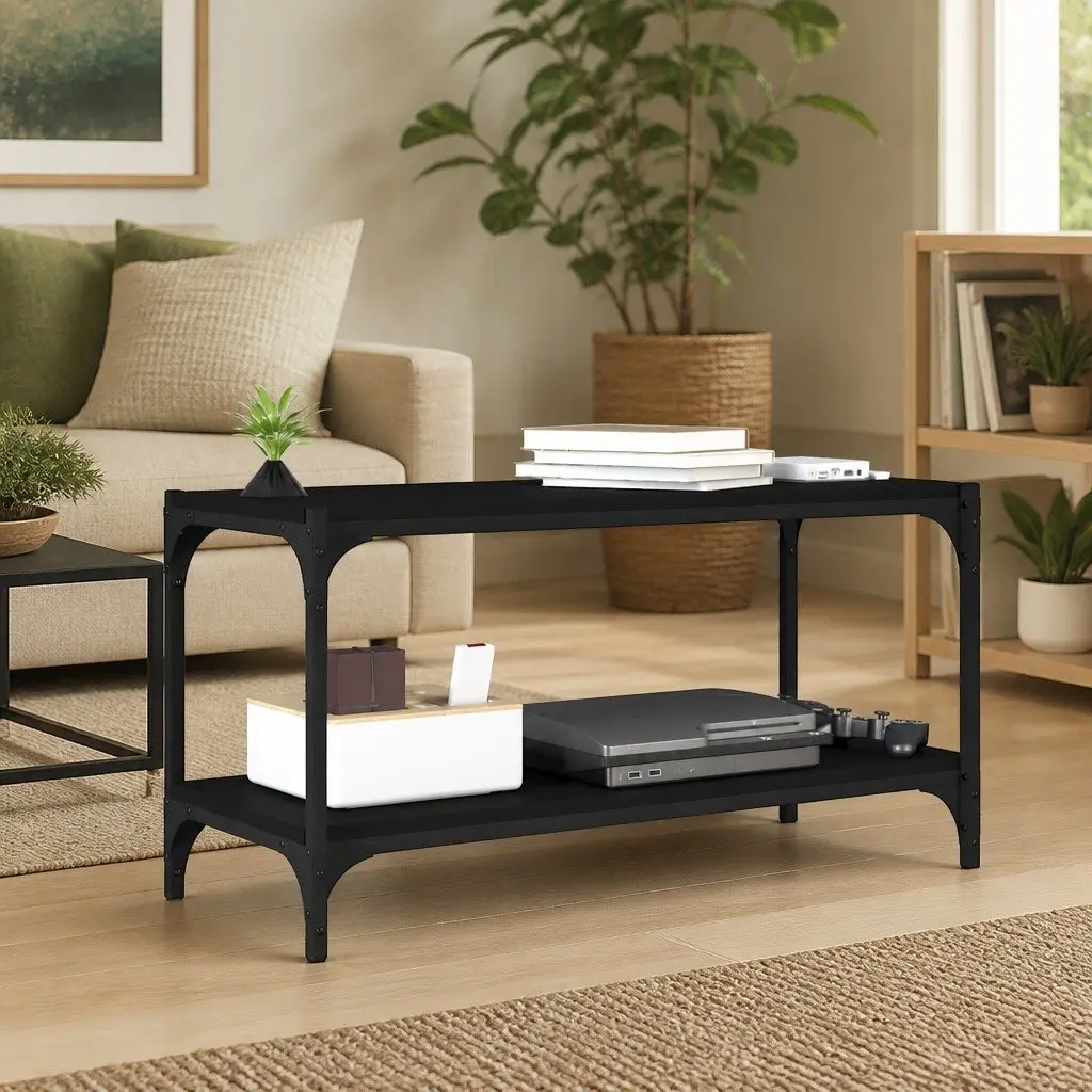 TV Cabinet Black 80x33x41 cm Industrial Style Media Storage Unit