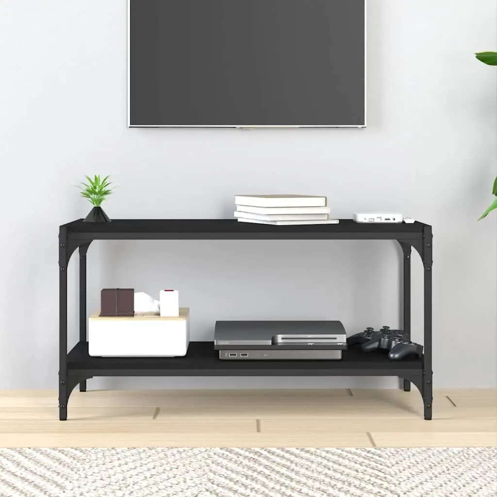 TV Cabinet Black 80x33x41 cm Industrial Style Media Storage Unit