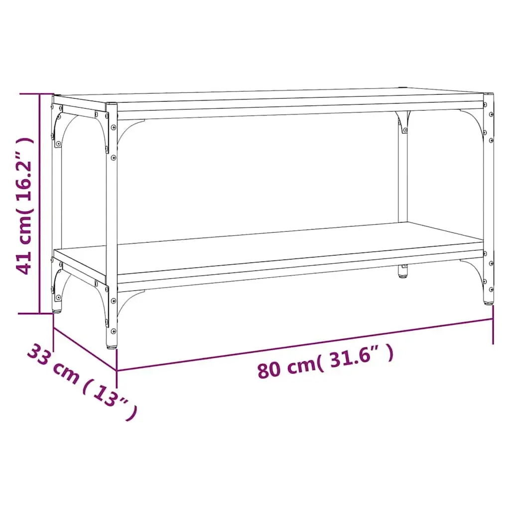 TV Cabinet Black 80x33x41 cm Industrial Style Media Storage Unit