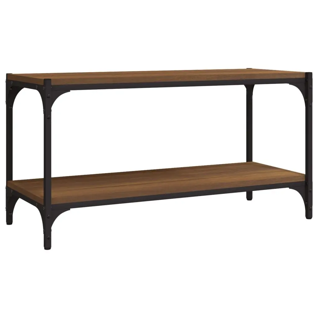 TV Cabinet Brown Oak 80x33x41cm with 2 Shelves Living Room Storage Unit