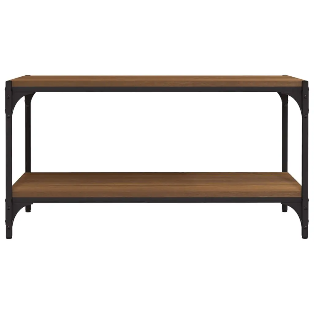 TV Cabinet Brown Oak 80x33x41cm with 2 Shelves Living Room Storage Unit