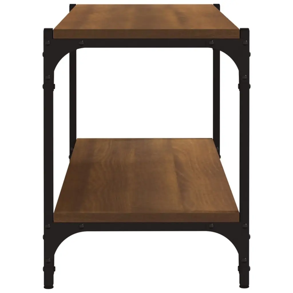 TV Cabinet Brown Oak 80x33x41cm with 2 Shelves Living Room Storage Unit