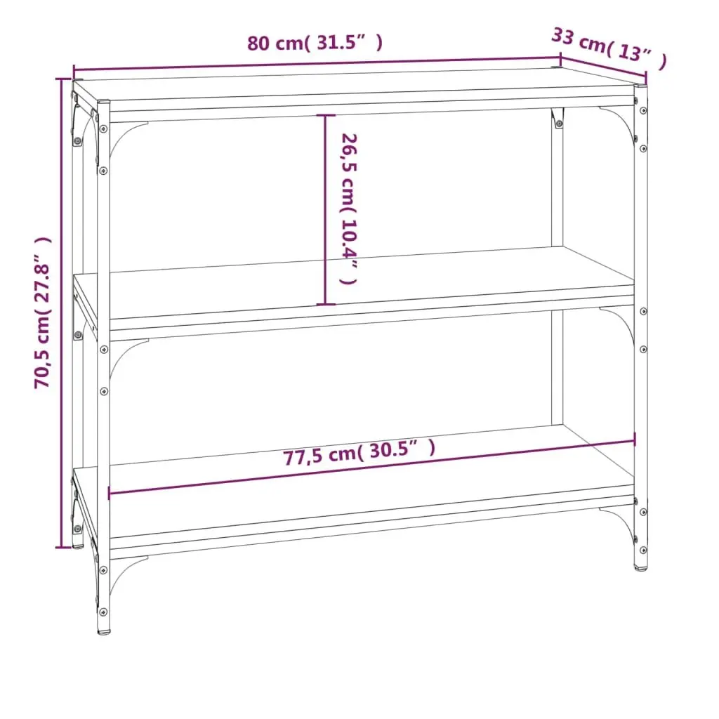 Book Cabinet Black 80x33x70.5 cm Engineered Wood Steel Shelves Storage