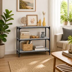Efficient 3-Shelf Grey Book Cabinet