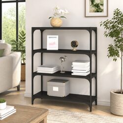 Efficient Black Book Cabinet with 4 Shelves—Easy to Assemble