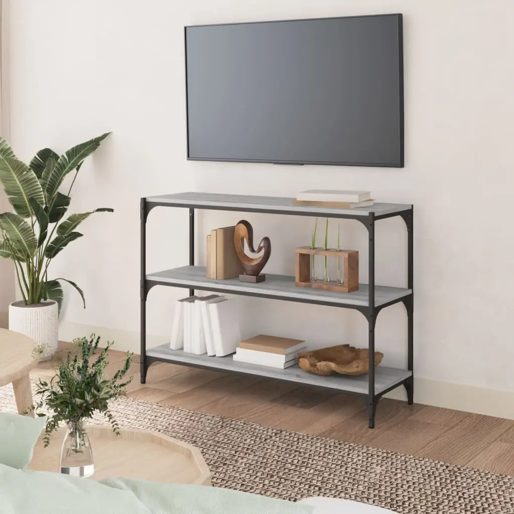 Book Cabinet Grey 100x33x70.5cm Storage Shelving Unit Industrial Style 3 Shelves