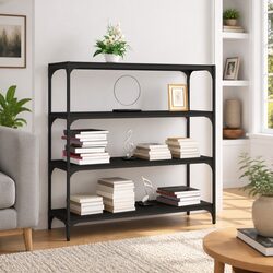 Compact Black Book Cabinet with 4 Shelves