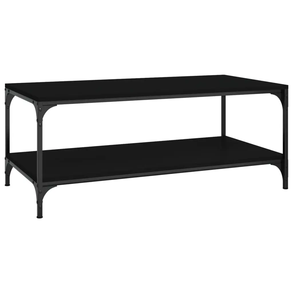 Coffee Table Black Engineered Wood Industrial Style Storage