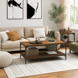Concise Design: Brown Oak Coffee Table 100x50x40 cm