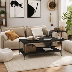 Compact Black Coffee Table 80x50x40 cm - Strong & Functional