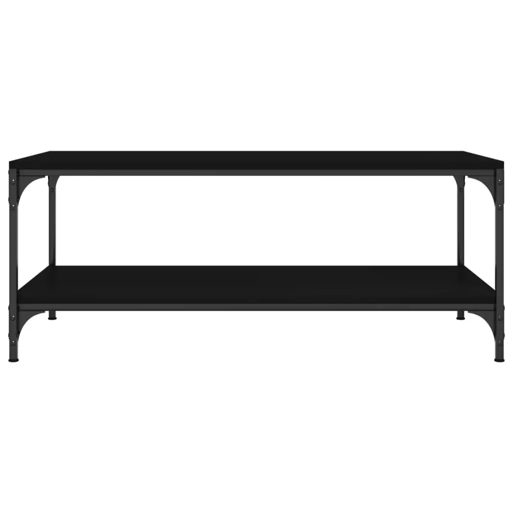 Coffee Table Black Engineered Wood Top Steel Frame 80x50x40 cm Storage Living Room