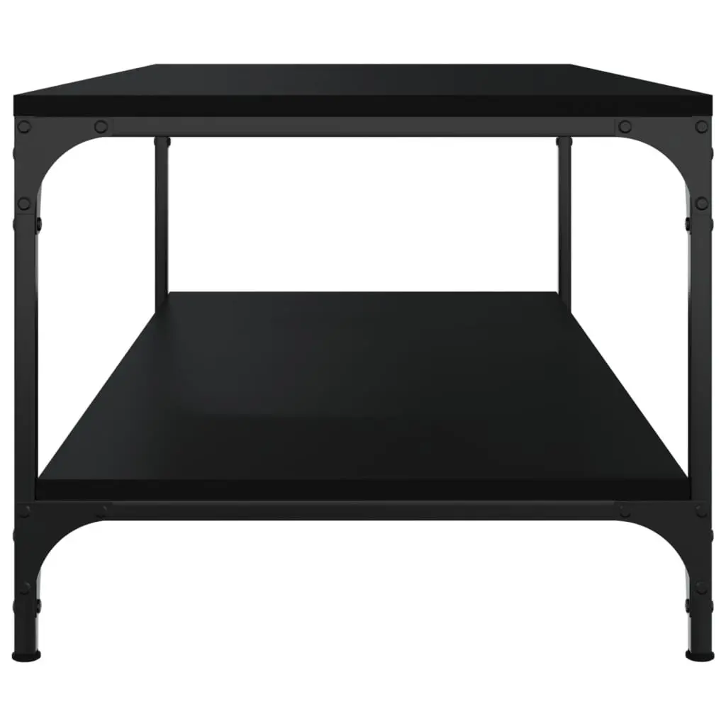 Coffee Table Black Engineered Wood Top Steel Frame 80x50x40 cm Storage Living Room