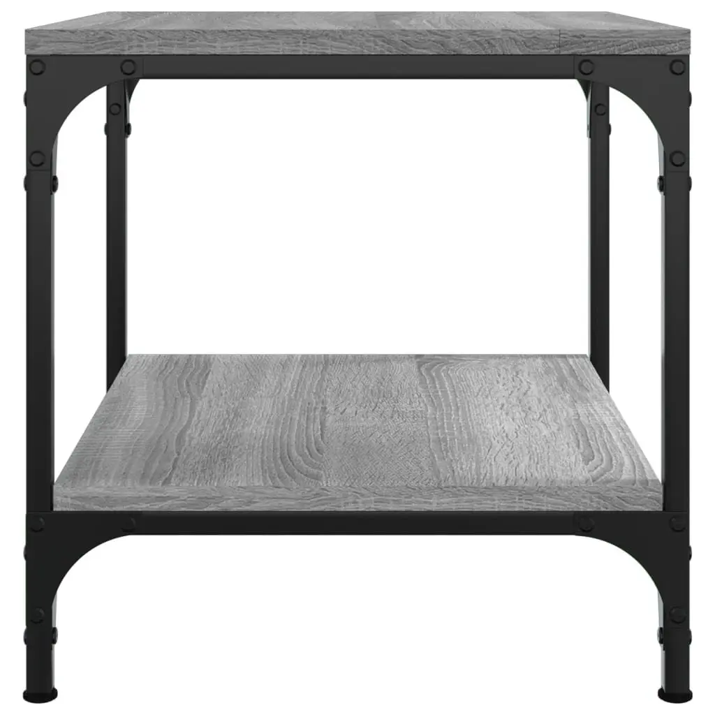 Coffee Table Grey 50x50x40 cm Engineered Wood Top Steel Frame Storage