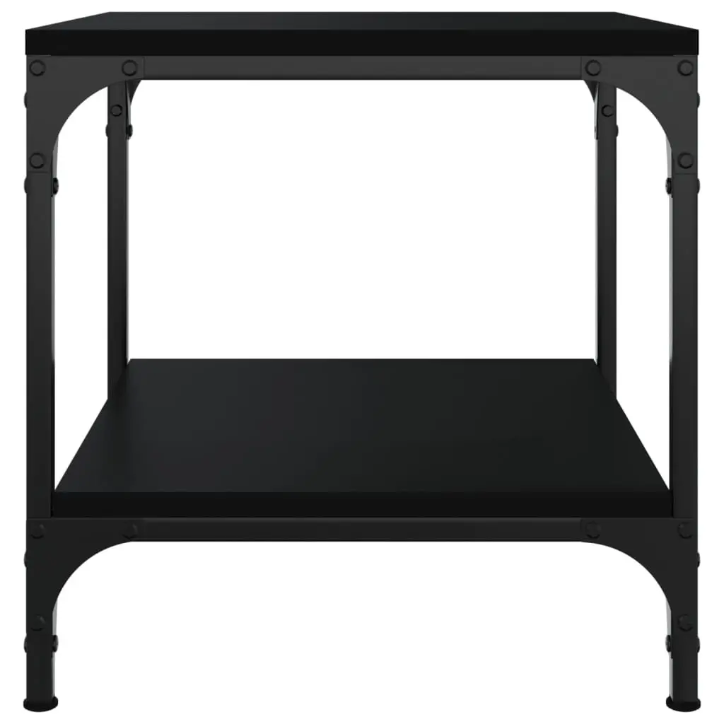 Industrial Side Table Black 40x40x40cm Engineered Wood Steel Frame Adjustable Legs