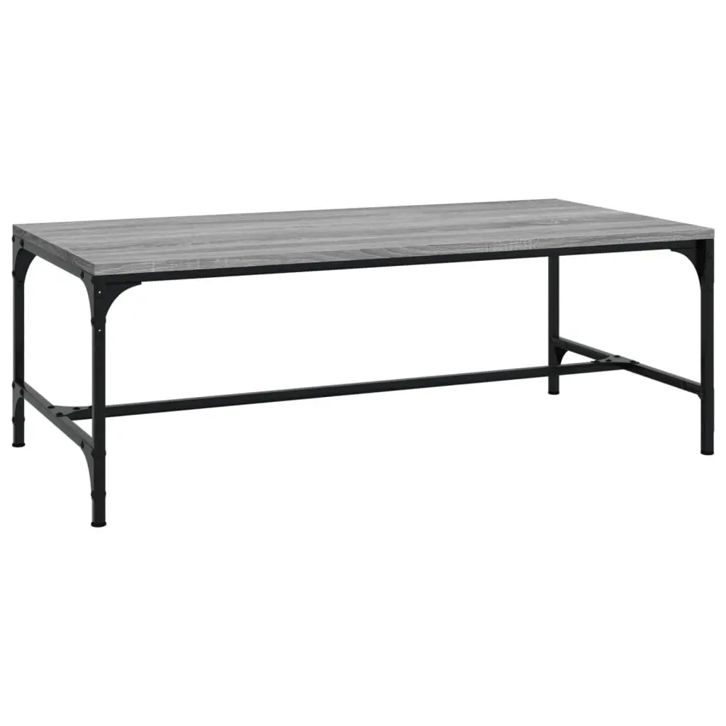 Coffee Table Grey 100x50x35cm Sturdy Top with Steel Frame
