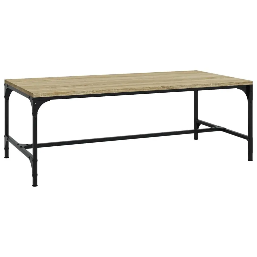 Coffee Table Brown 80x50x35 cm Engineered Wood Steel Frame Adjustable Legs
