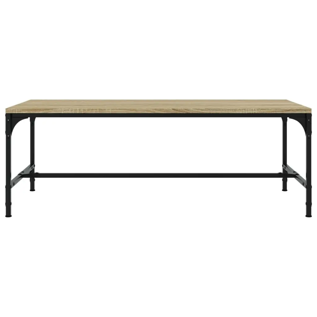 Coffee Table Brown 80x50x35 cm Engineered Wood Steel Frame Adjustable Legs