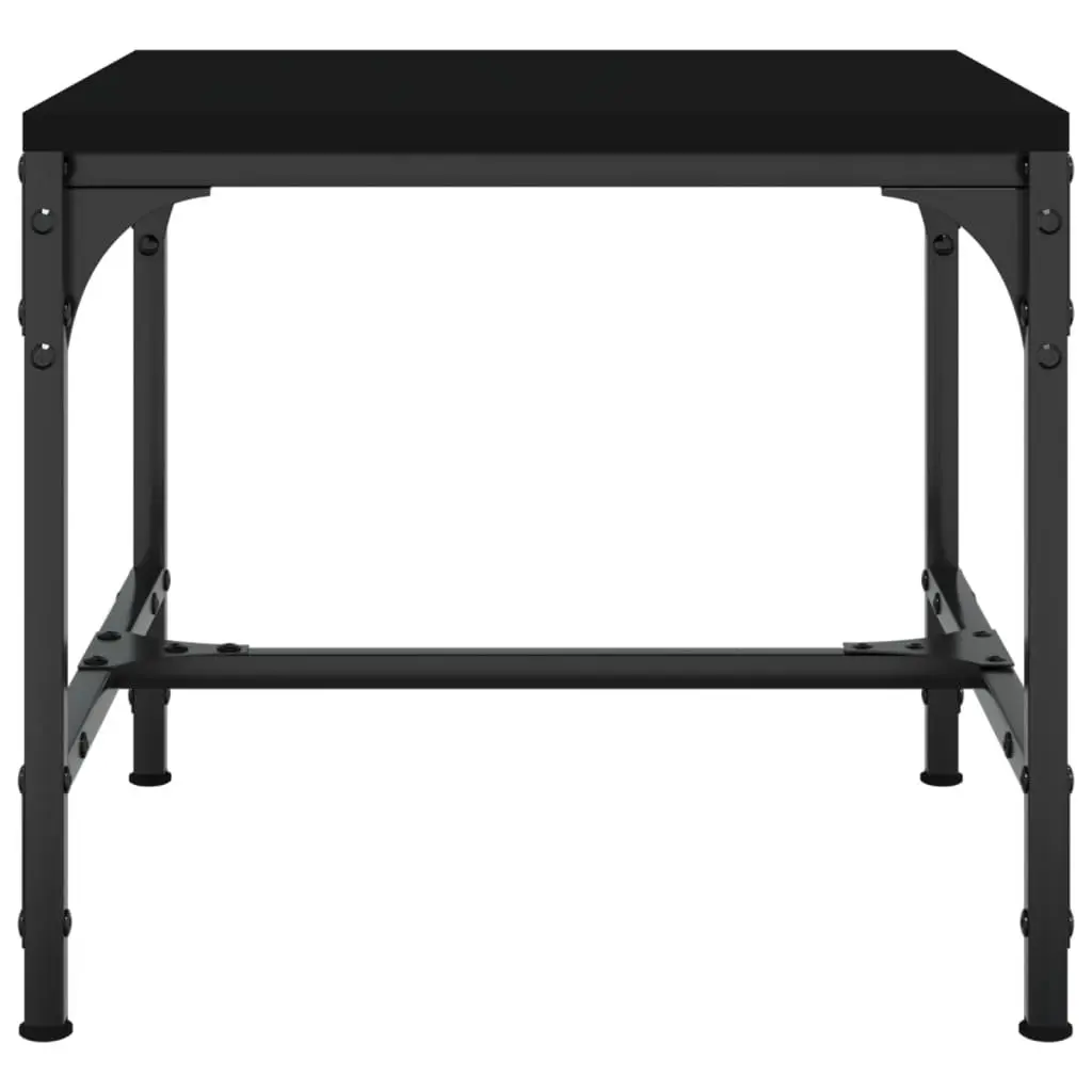 Coffee Table Black 50x50x35 cm Industrial Style Engineered Wood Top Steel Frame