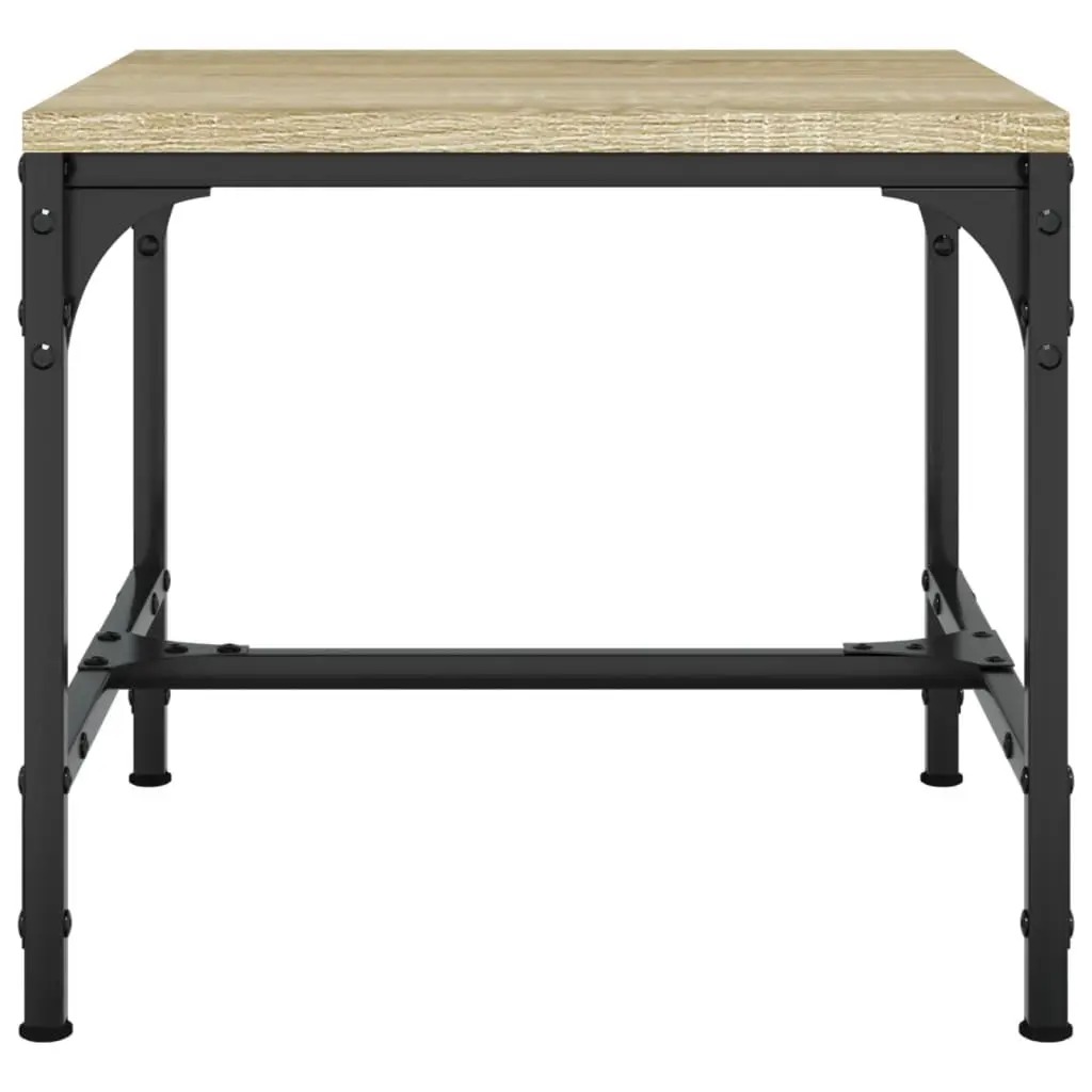 Adjustable Leg Coffee Table Brown Engineered Wood Steel Frame 50x50x35cm Living Room