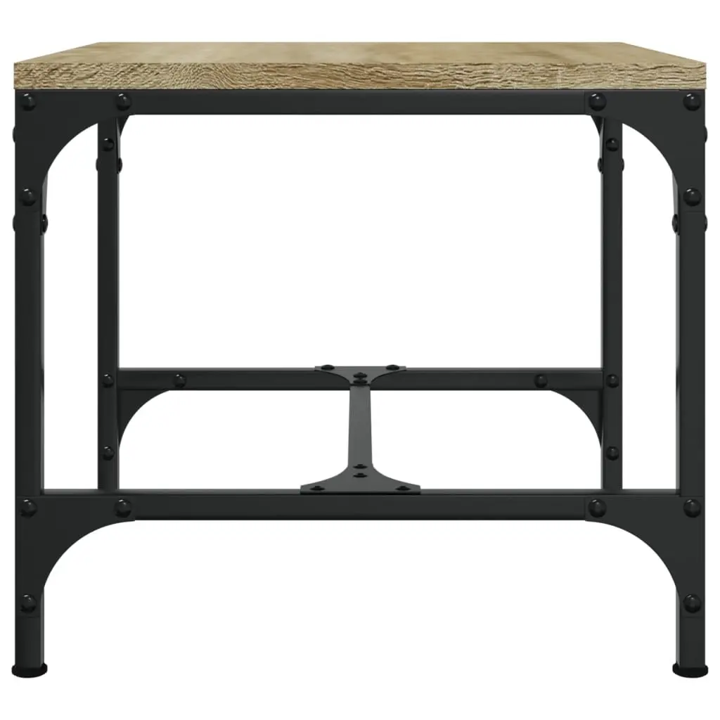 Adjustable Leg Coffee Table Brown Engineered Wood Steel Frame 50x50x35cm Living Room