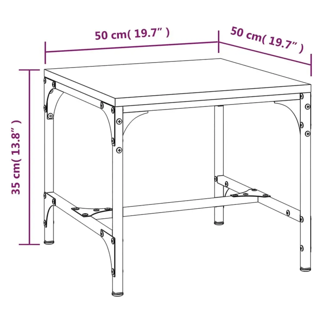 Coffee Table Grey 50x50x35 cm Industrial Style Engineered Wood Top Steel Frame