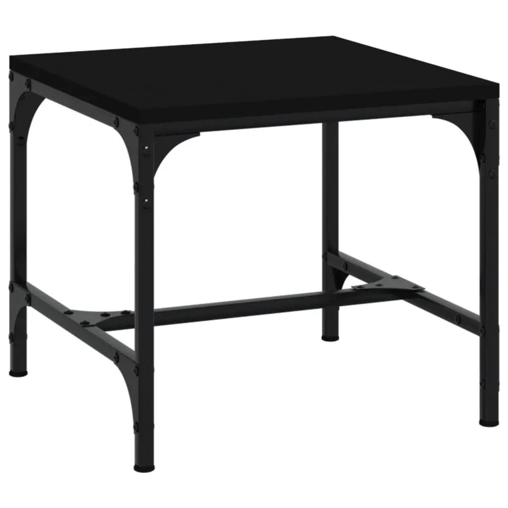 Side Tables Black 40x40x35 cm Engineered Wood Top Steel Frame Set