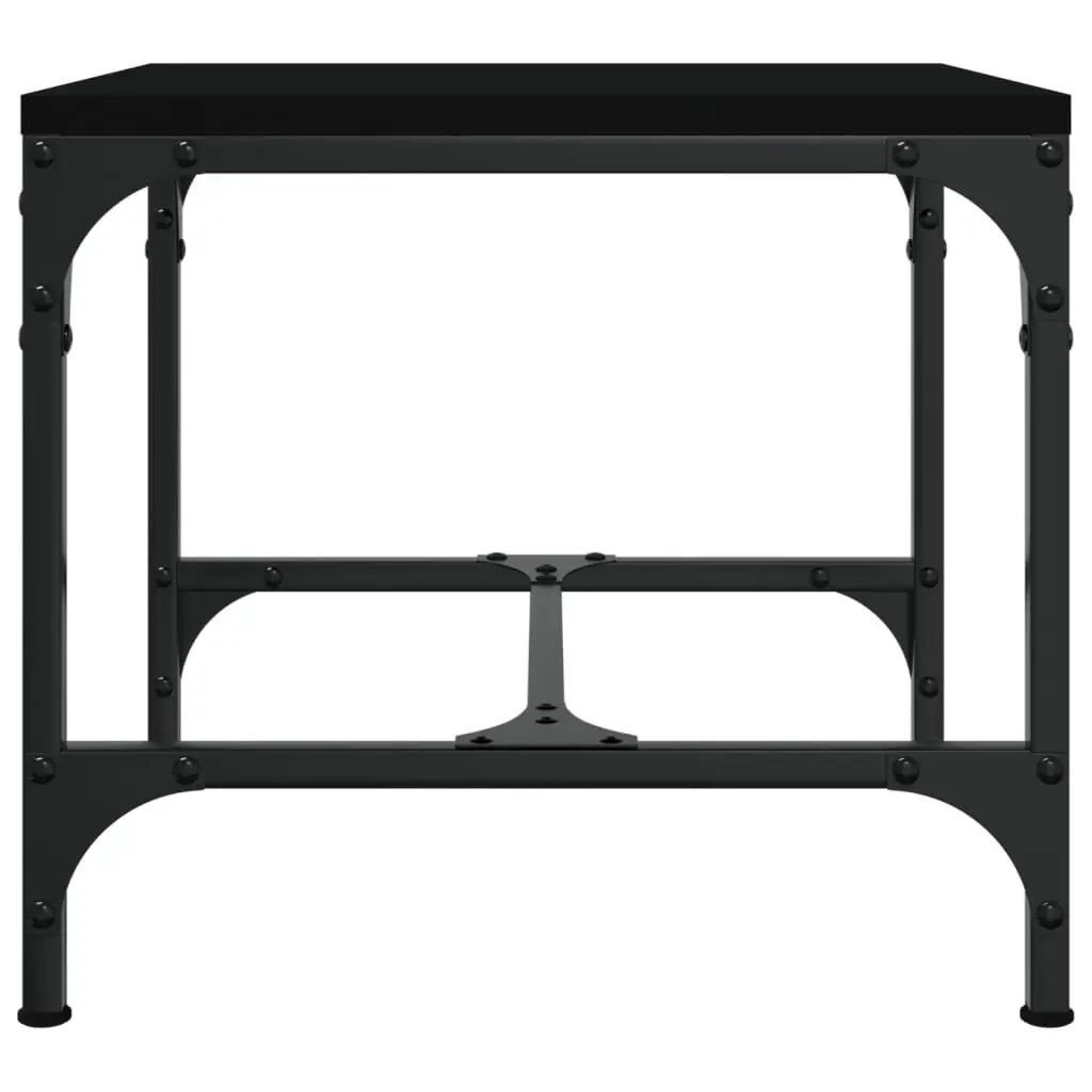 Side Tables Black 40x40x35 cm Engineered Wood Top Steel Frame Set