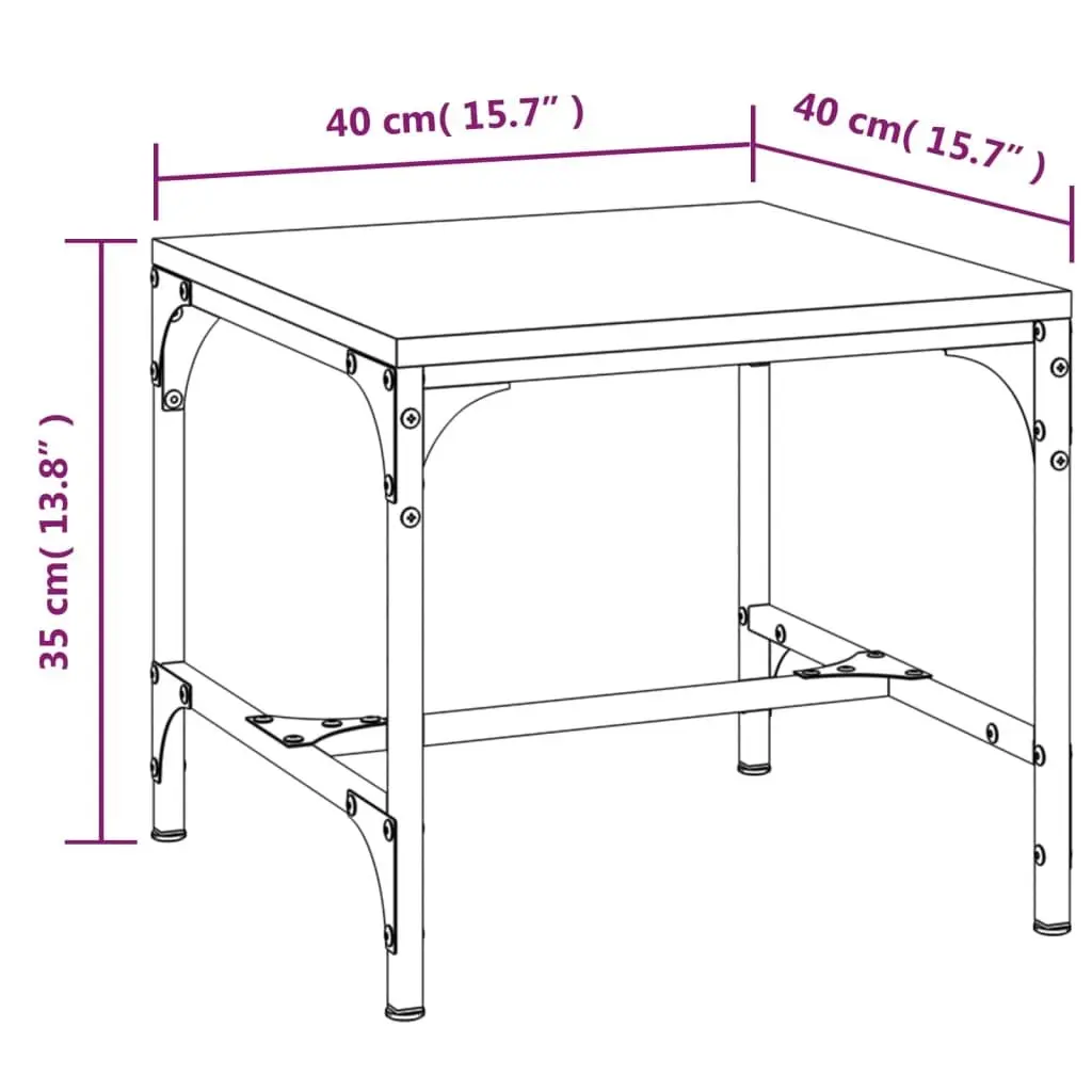 Side Tables Black 40x40x35 cm Engineered Wood Top Steel Frame Set
