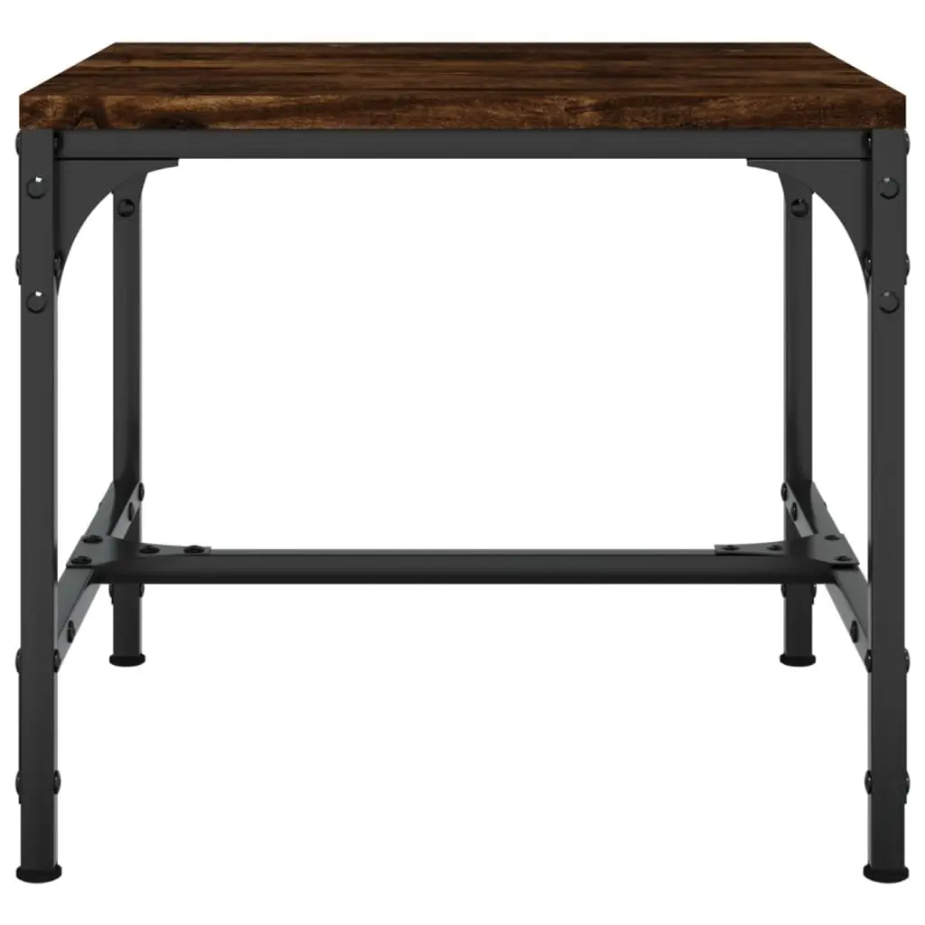 Side Tables Brown Engineered Wood 40 x 40 x 35 cm Sturdy Steel Frame