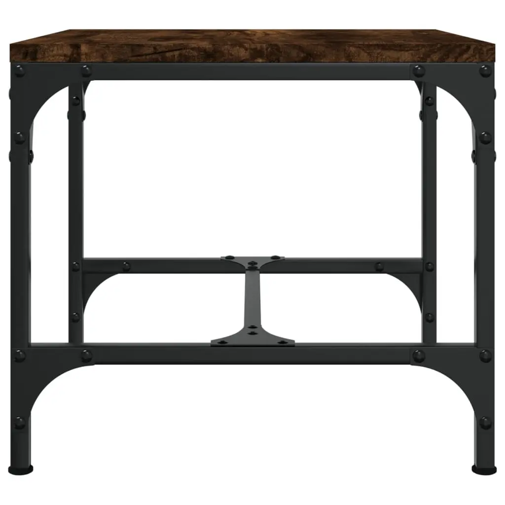 Side Tables Brown Engineered Wood 40 x 40 x 35 cm Sturdy Steel Frame