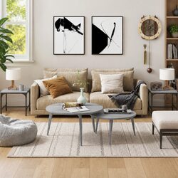Concise Grey Side Tables Set of 2, 40x40x35 cm