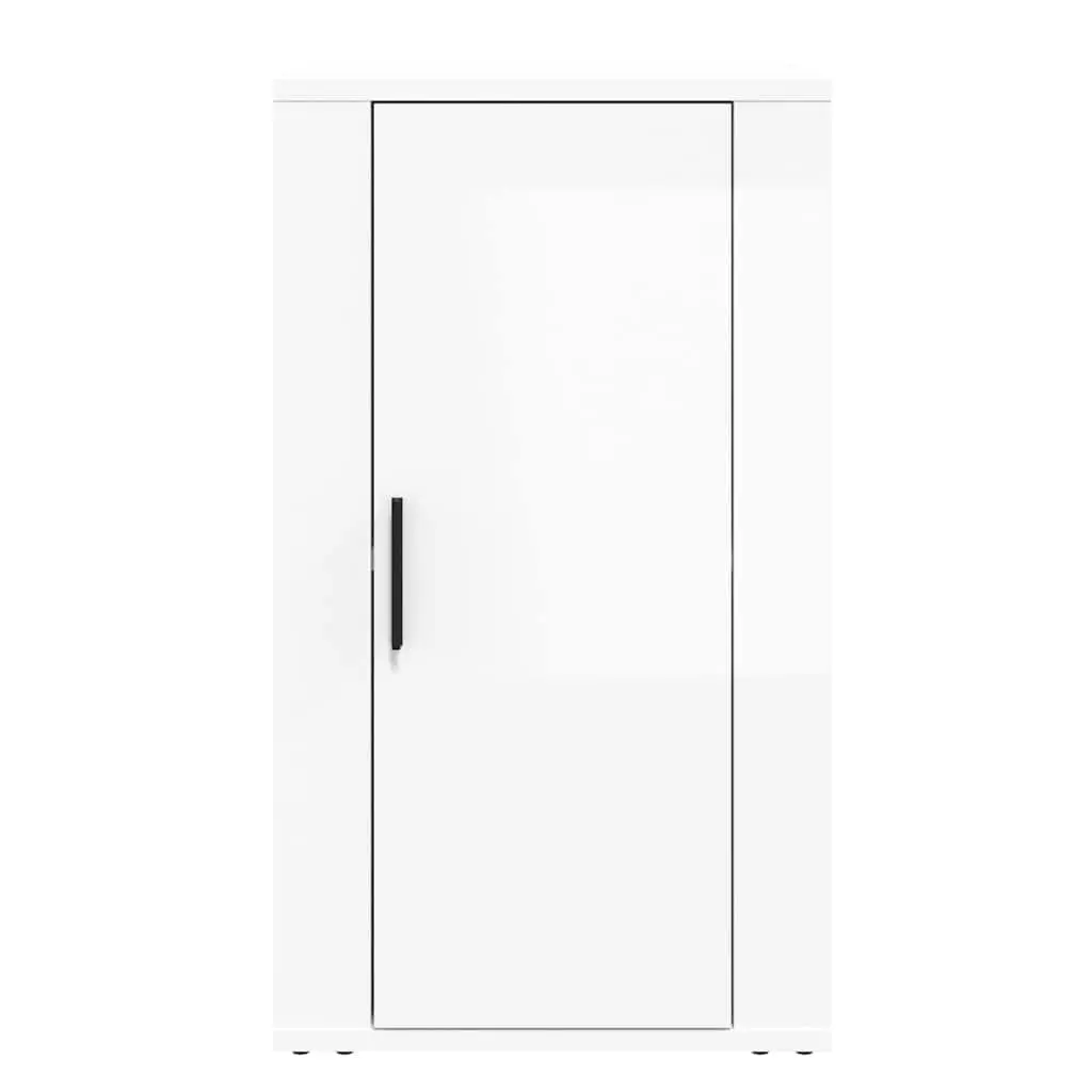 Sideboard White High Gloss Engineered Wood Storage Cabinet with Spacious Compartments