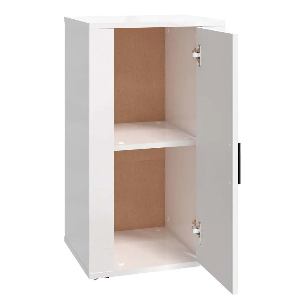 Sideboard White High Gloss Engineered Wood Storage Cabinet with Spacious Compartments