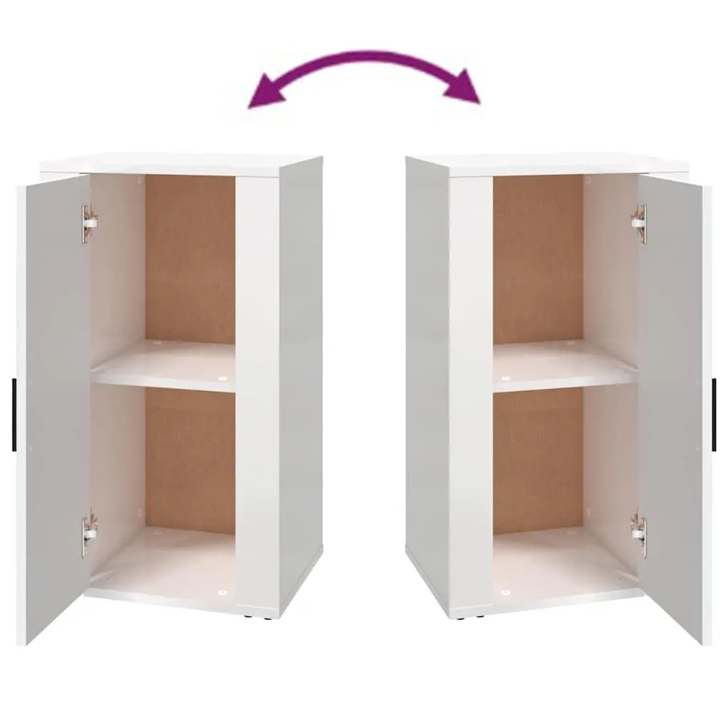 Sideboard White High Gloss Engineered Wood Storage Cabinet with Spacious Compartments