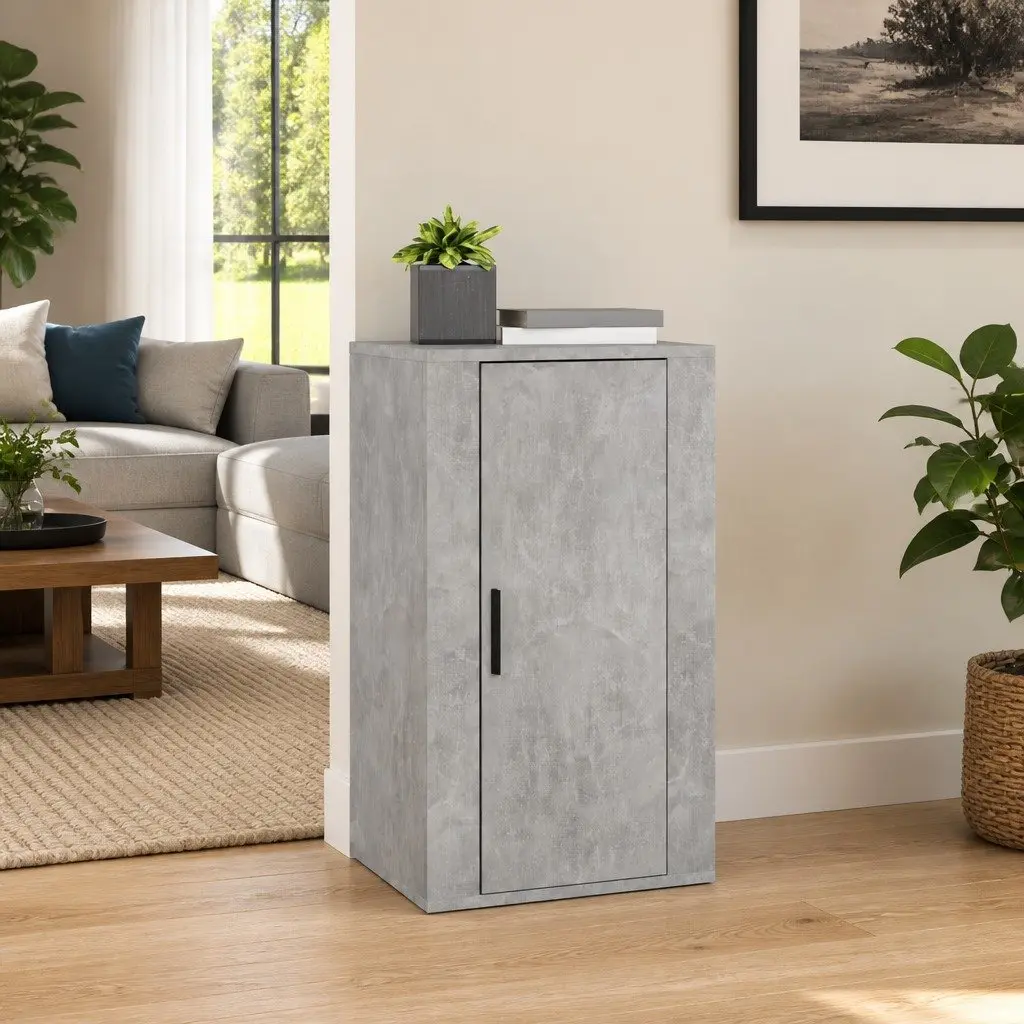 Grey Storage Cabinet Engineered Wood Sideboard with Door Compartment 40x33x70cm
