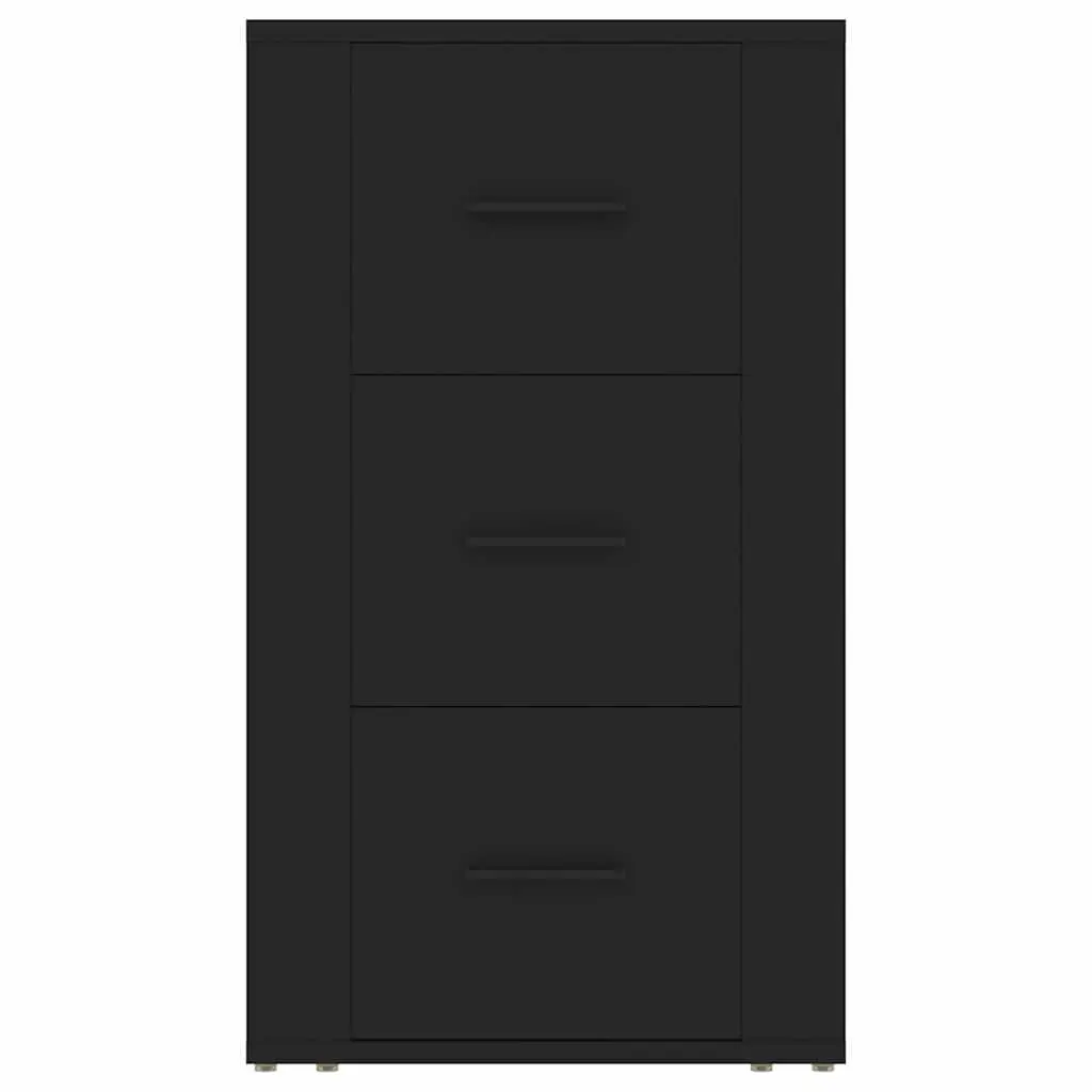 Sideboard Cabinet Black Engineered Wood 3 Drawers Storage Home Buffet