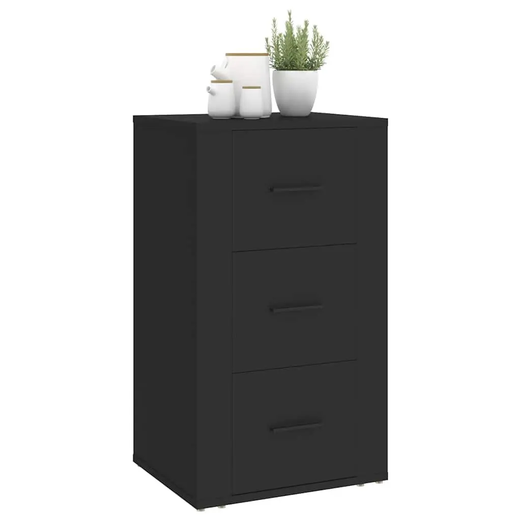 Sideboard Cabinet Black Engineered Wood 3 Drawers Storage Home Buffet