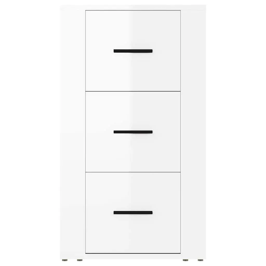 Sideboard Cabinet White High Gloss 40x33x70cm Engineered Wood 3 Drawers